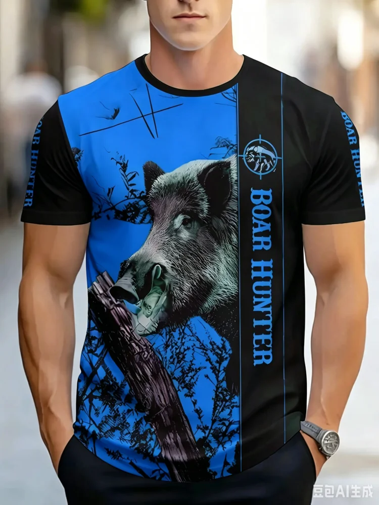 Hunting And Outdoor Shop - Modisches Wildschwein-Jäger T-Shirt mit Grünem Tarnmuster