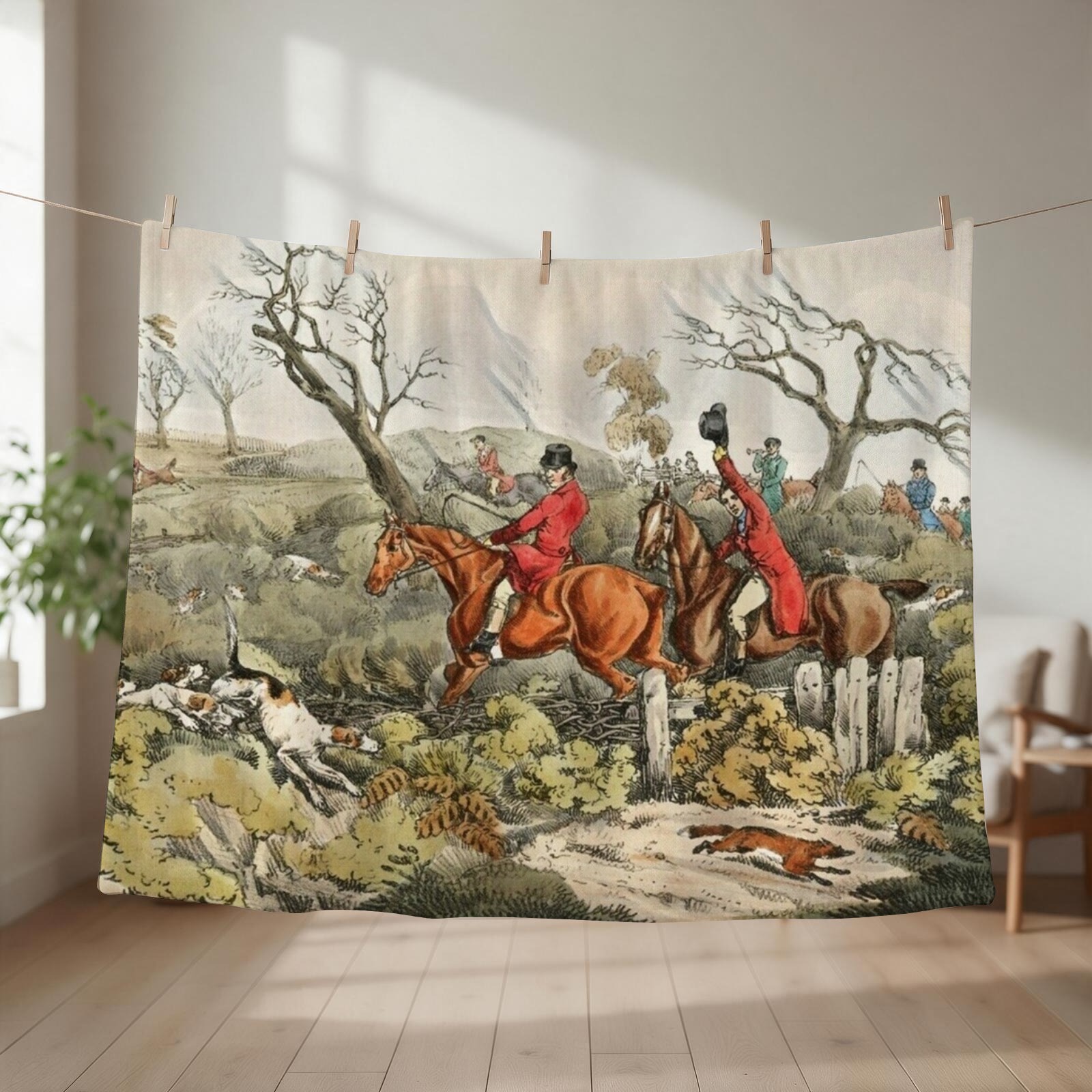 Outdoor Hunting Blanket - Fuchsjagd – Hunde jagen einen Fuchs,