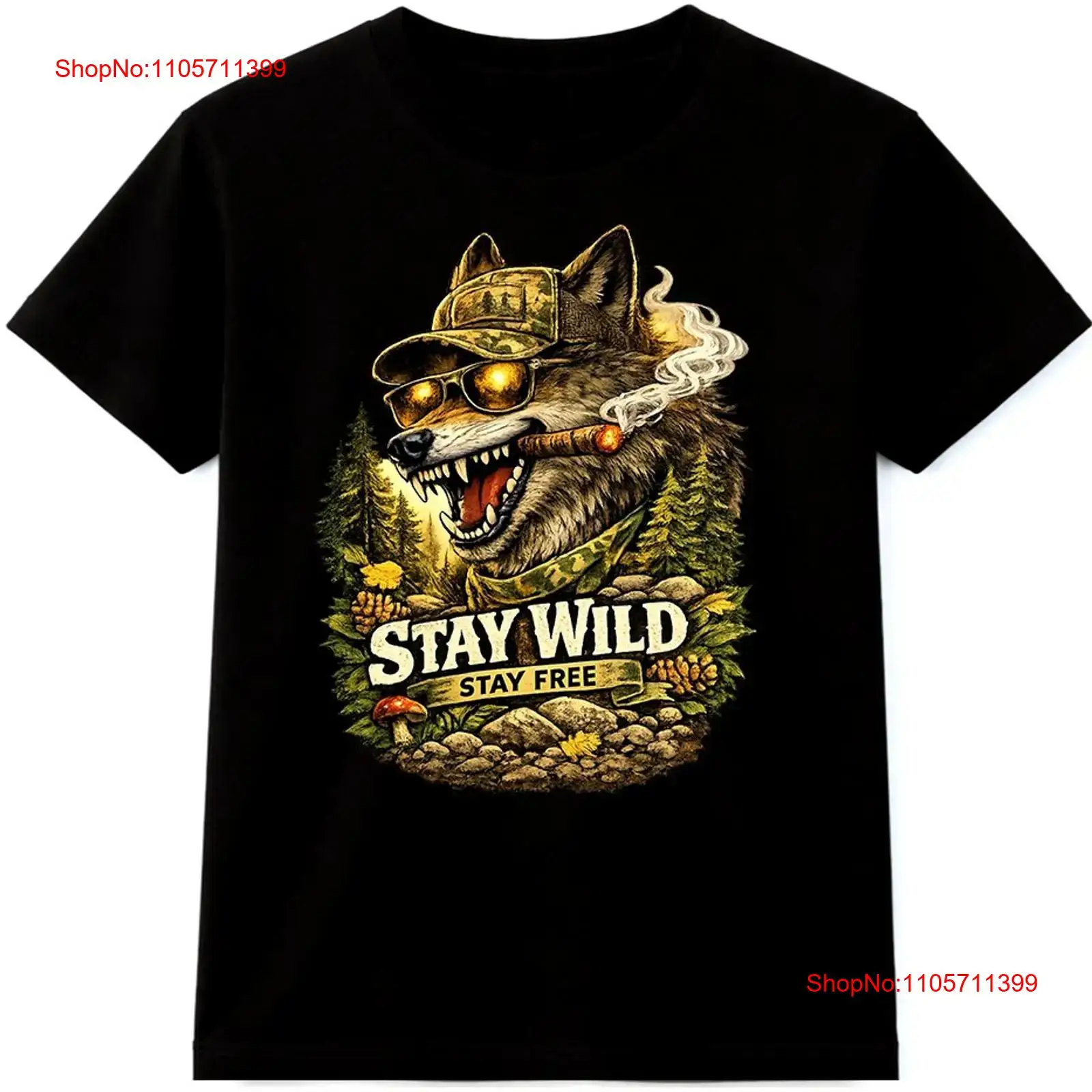 Wildman Hunting & Outdoor Polokwane Photos - Wolf-T-Shirt „Stay Wild Free“ für Outdoor,