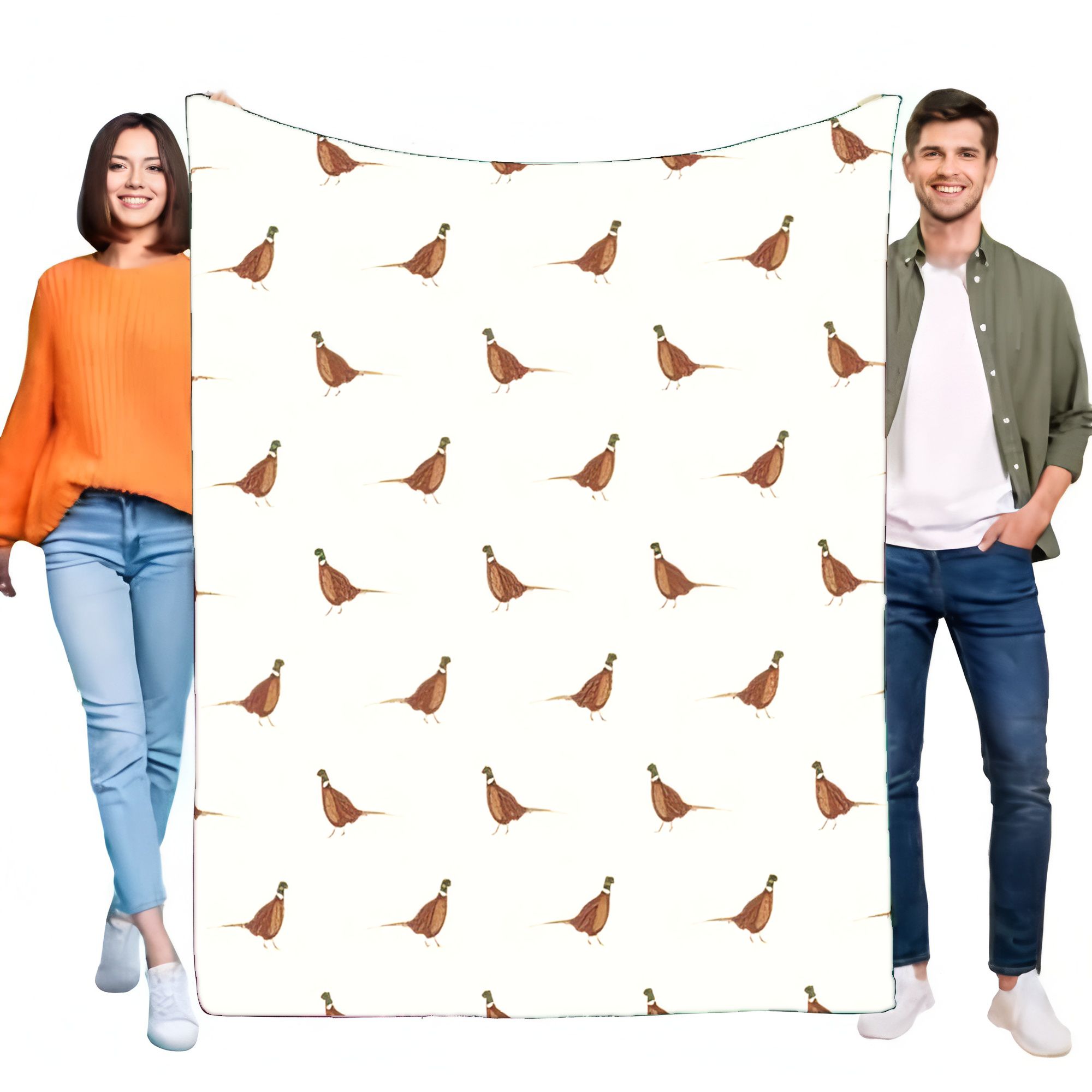 Outdoor Hunting Blanket - Flanelldecke mit rustikalem Fasan-Vogel-Aufdruck, weich, warm,