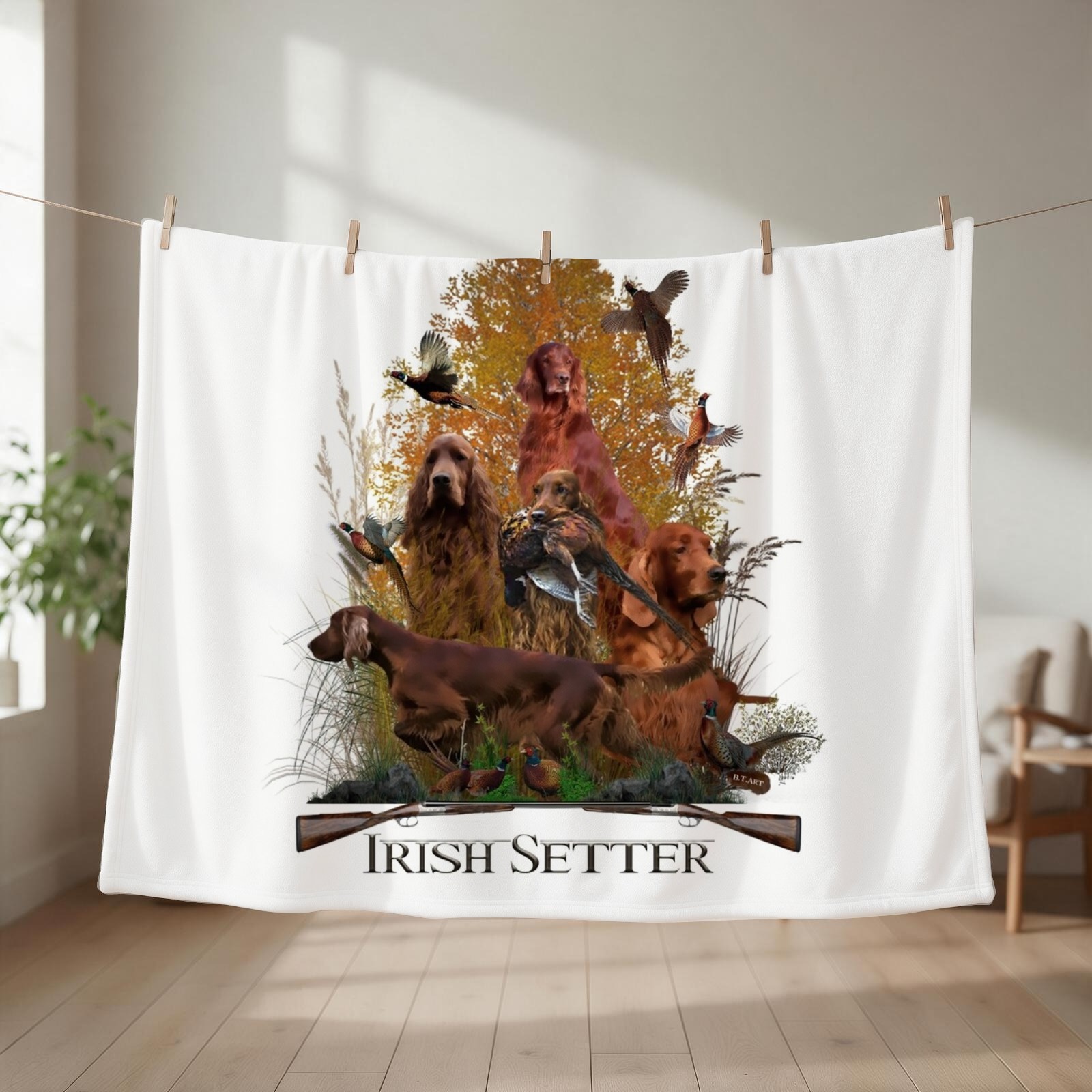 Outdoor Hunting Blanket - Irish Setter, Jagdsaison, Wurfdecke, Couchdecke, gemütlich,