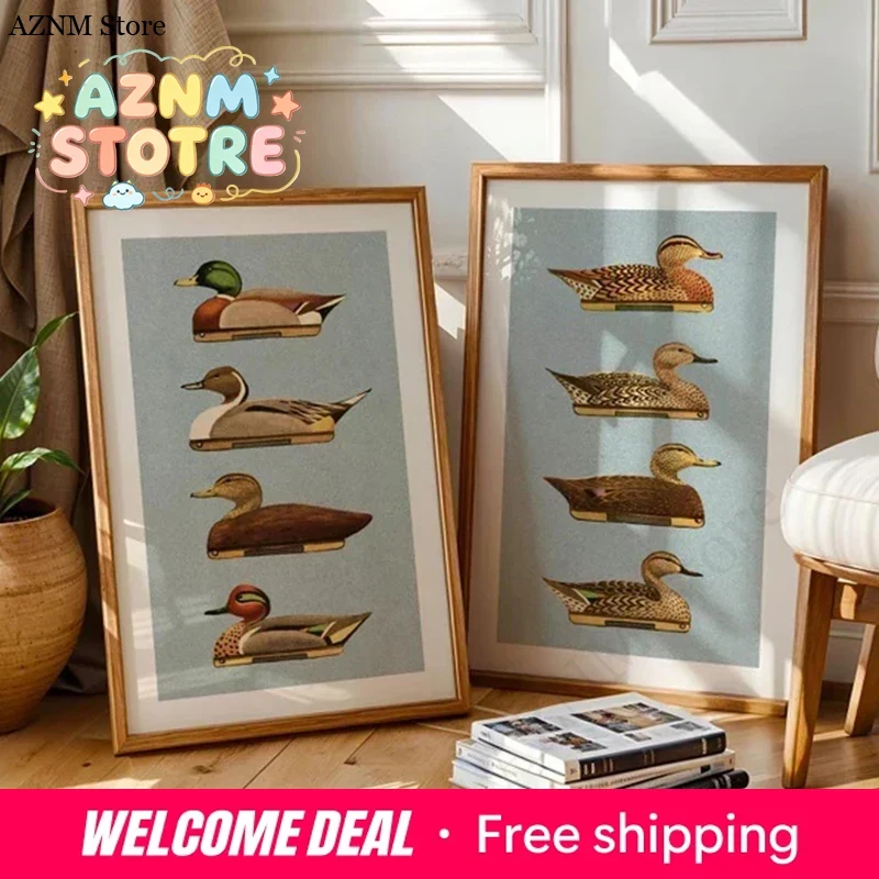 Outdoor Hunting Gifts - Retro Enten-Drucke Outdoor-Kunst Entenlockvögel Poster Outdoor-Wandbilder