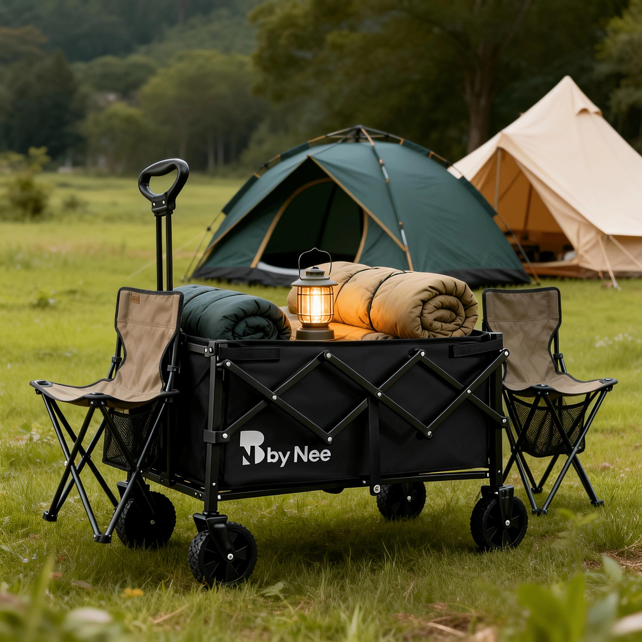 Hunting And Outdoor Shop - Robuster klappbarer Transportwagen, zusammenklappbarer Outdoor-Camping-Strandwagen, Geländetaugliche