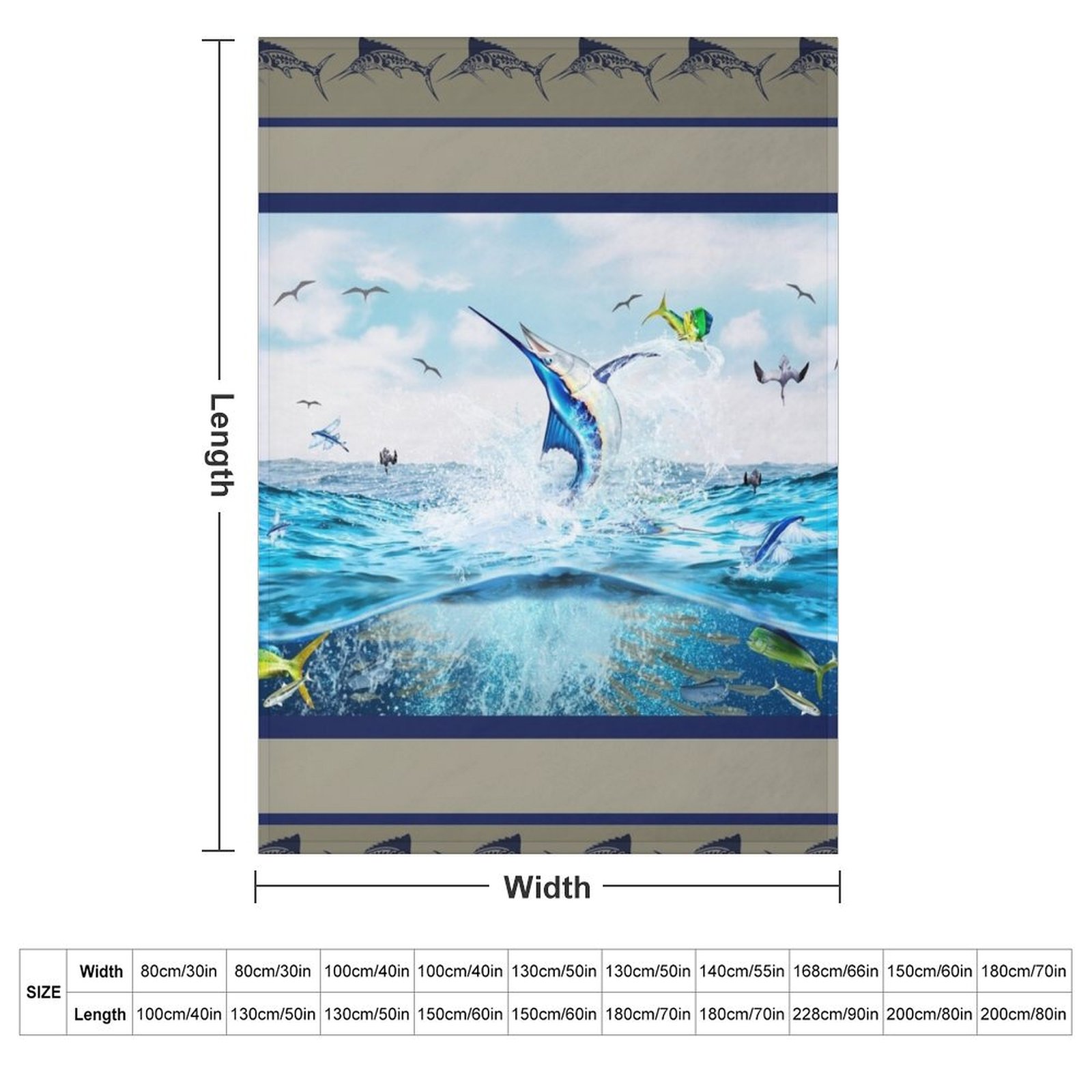 Blau-Marlin-Jagd-Mahi-Mahi-Wur – Outdoor Hunting Blanket Bewertung und Preis