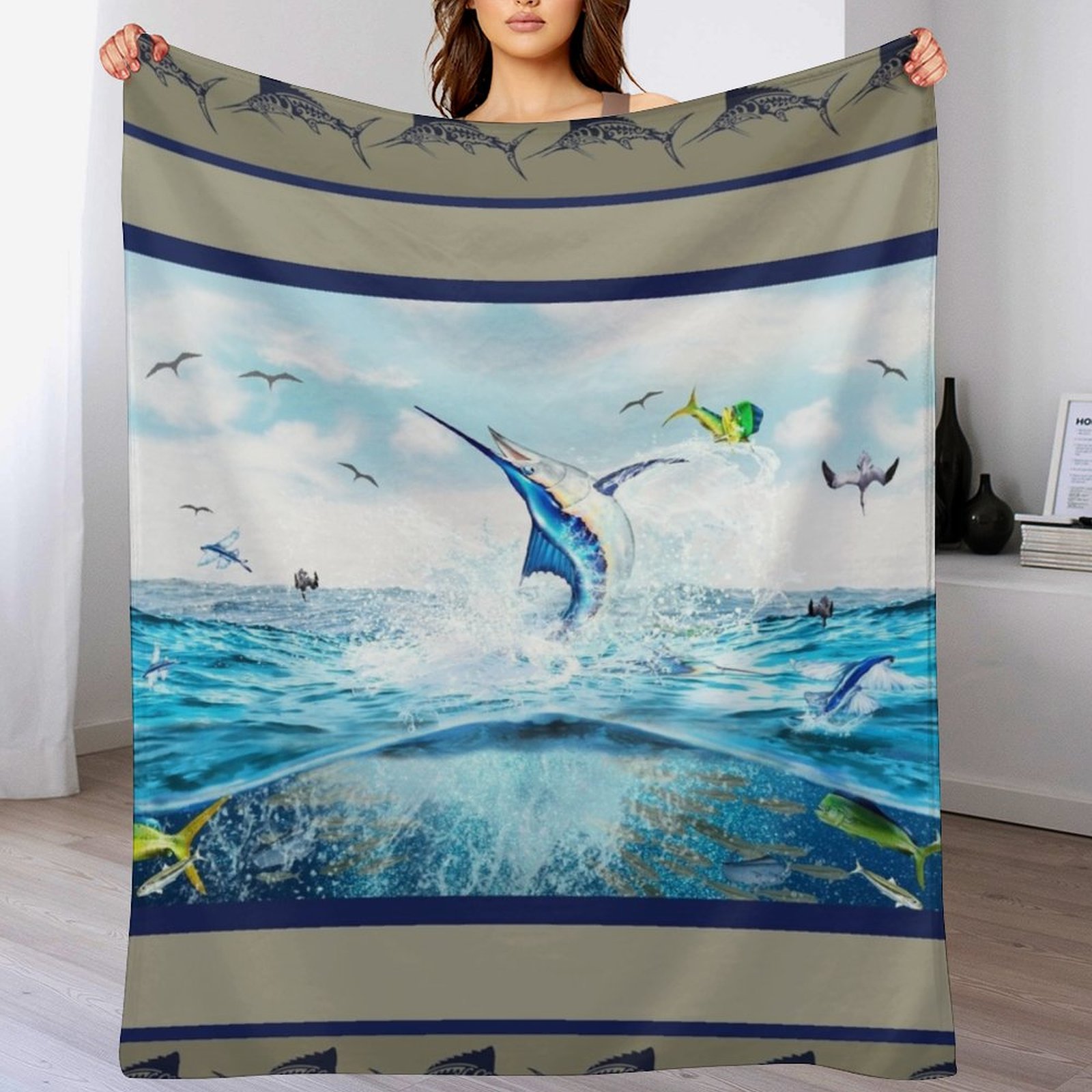Blau-Marlin-Jagd-Mahi-Mahi-Wur – Outdoor Hunting Blanket Bewertung und Preis